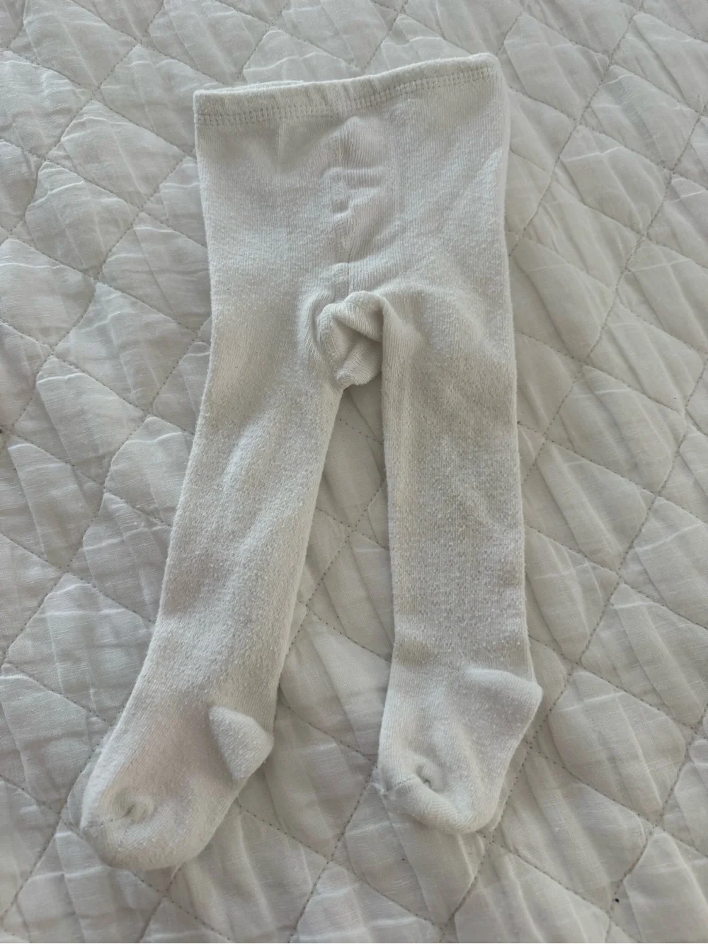 White Cotton Blend Baby Tights - White